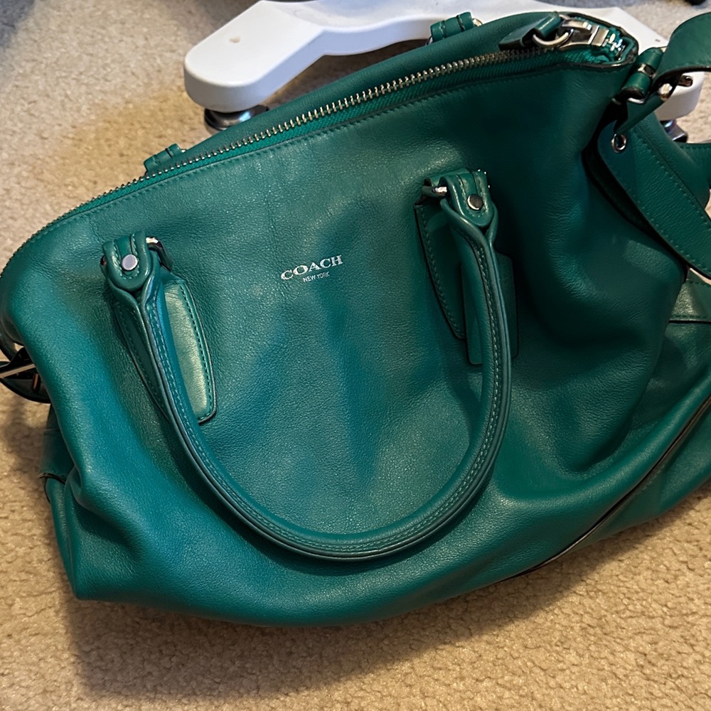 Coach Teal Leather Shoulder Bag